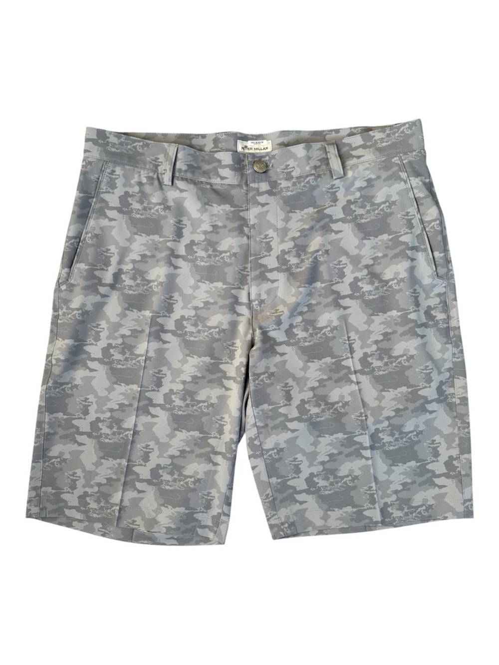 Peter Millar Shackleford Performance Hybrid Shorts Mens Size 34 X 10 Gray Camo